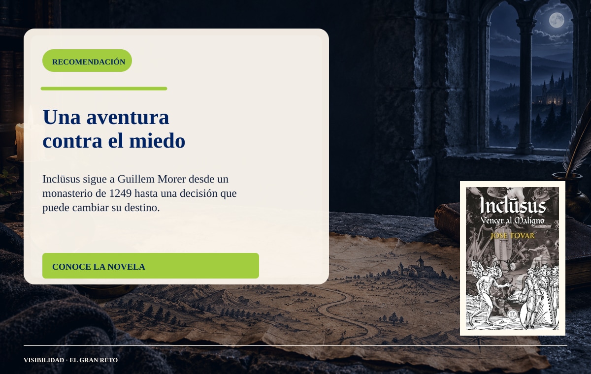 Cubierta de Inclūsus: Vencer al maligno sobre un mapa de viaje medieval.