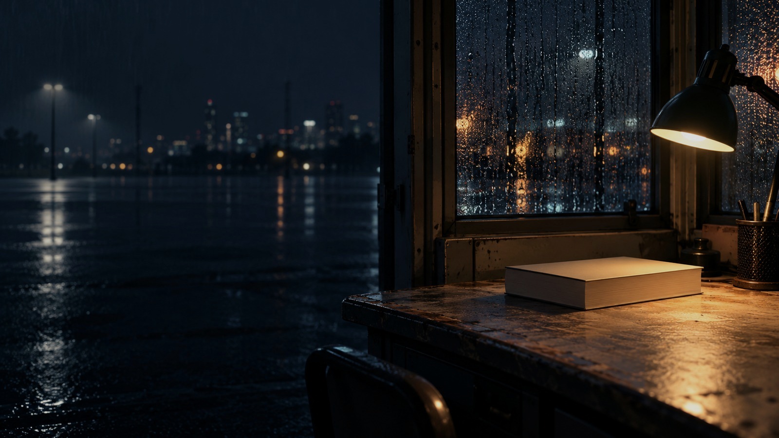 Libro y luz de lectura junto a una ventana nocturna, entre intimidad y encuentro