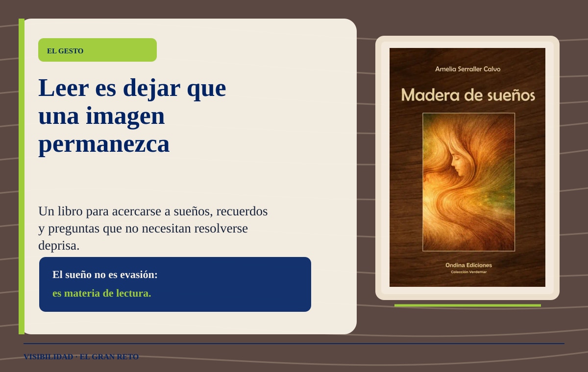 Cubierta de Madera de sueños en una composición editorial de lectura lenta