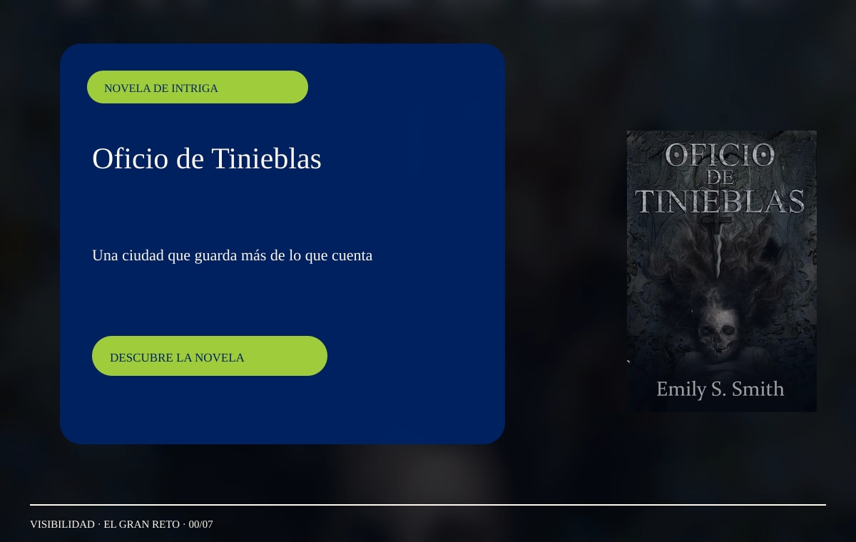 Cubierta de Oficio de Tinieblas, de Emily S. Smith, integrada en un archivo de investigación en penumbra